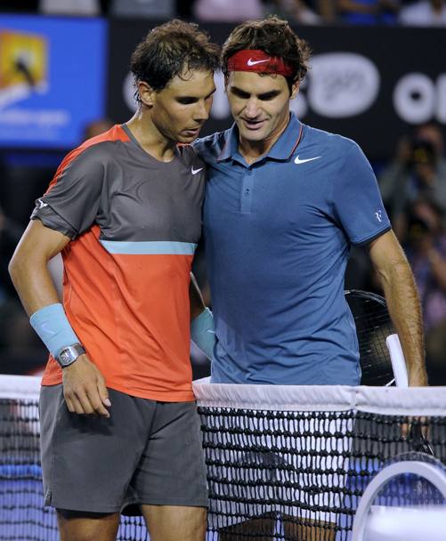 Australian Open 2014: ancora una semifinale a Melbourne. Federer impegna Nadal nel primo set (perso solo al tie-break), poi il maiorchino allunga e conquista la vittoria, la 23ª in 33 sfide (7-6 6-3 6-3). LaPresse